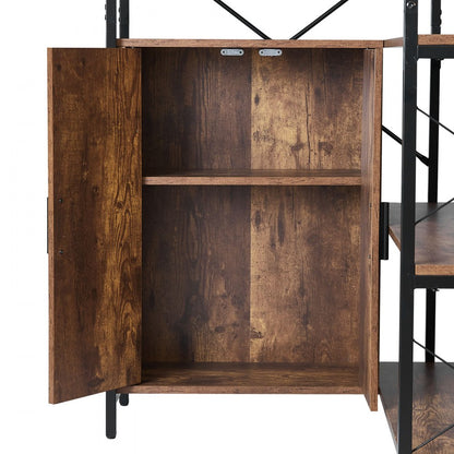 6 Tier Corner Bookshelf Tall Corner Bookcase with Doors L-Shaped Rack