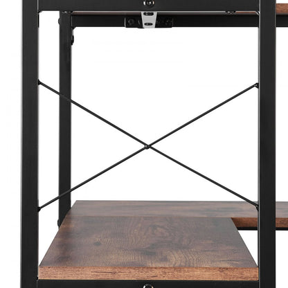 6 Tier Corner Bookshelf Tall Corner Bookcase with Doors L-Shaped Rack