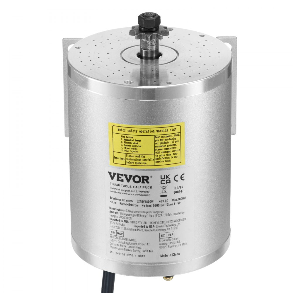 1800W Electric Brushless DC Motor Kit 48V 4500rpm Motor with Controller