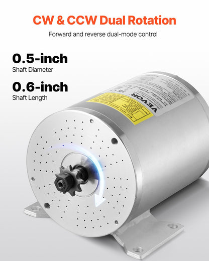 1800W Brushless DC Motor Kit 48V, 4500rpm & Speed Controller for E-Vehicles