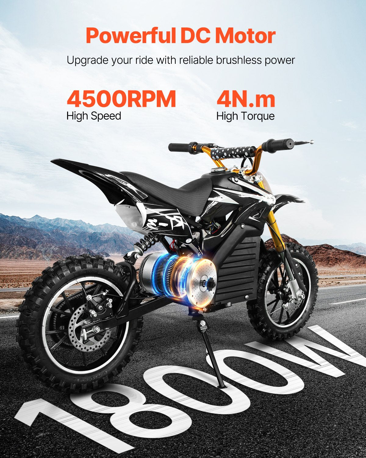 VEVOR 1800W Electric Brushless DC Motor Kit 48V 4500rpm with Upgraded Controller