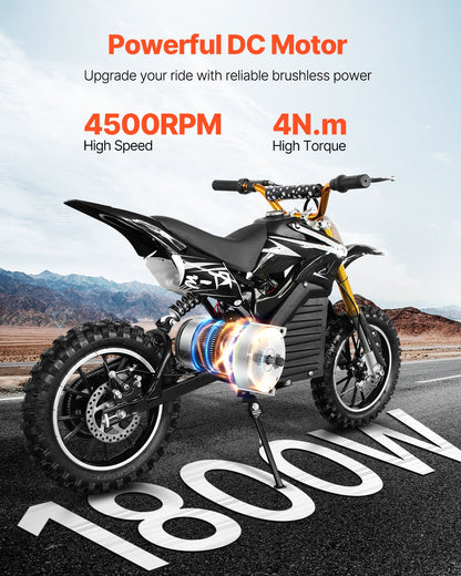 VEVOR 1800W Electric Brushless DC Motor 48V 4500rpm Motor for E-Bike Dirt Bike