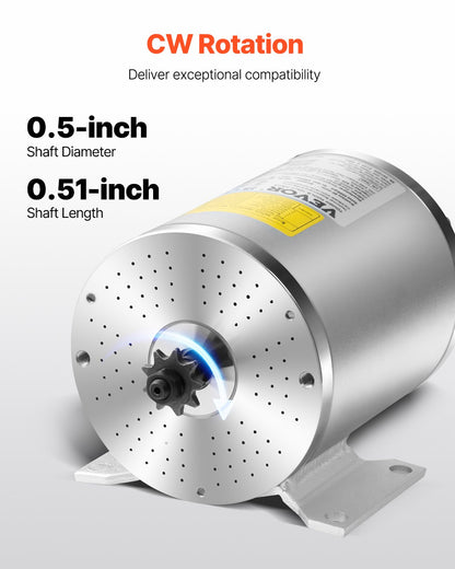 VEVOR 1800W Electric Brushless DC Motor Kit 48V 4500rpm with Speed Controller