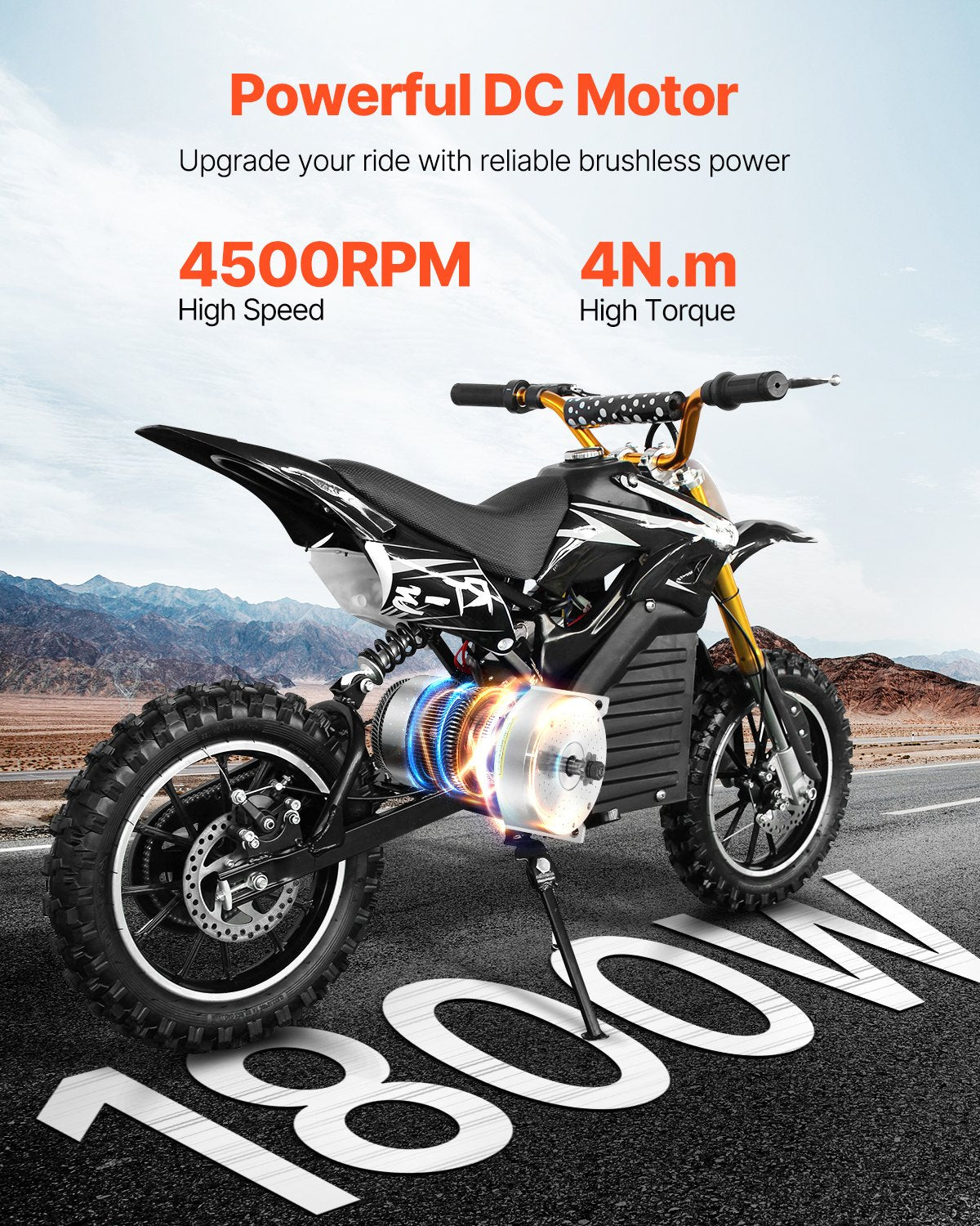 VEVOR 1800W 48VElectric Brushless DC Motor Kit with Upgraded Speed Controller