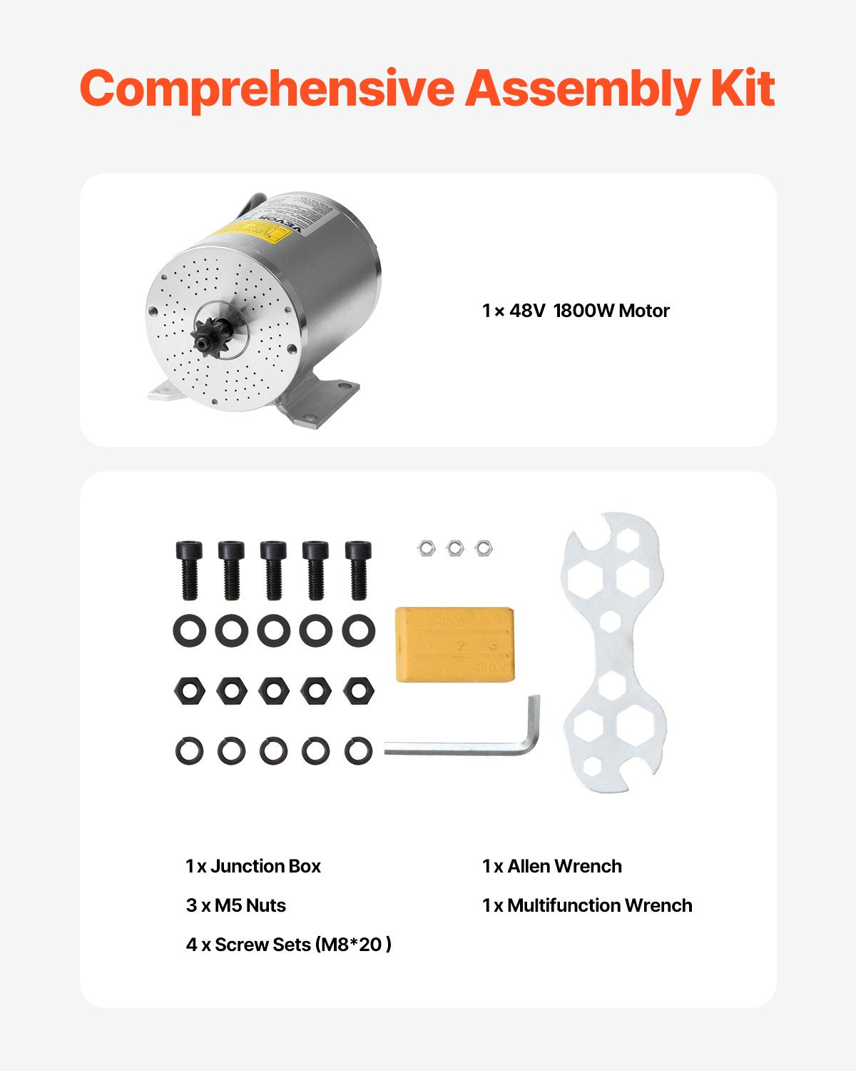 VEVOR 3000W Electric Brushless DC Motor 72V 4900rpm Motor for E-Bike Dirt Bike