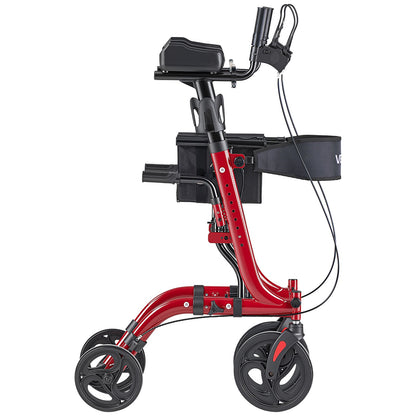Rollator Walker with Seat for Seniors, Foldable Rolling Walker, Lightweight Aluminum Mobility Walking Aid with PVC Solid Wheels, Adjustable Handle, Storage Bag, Cup/Cane Holder - Supports 136kg