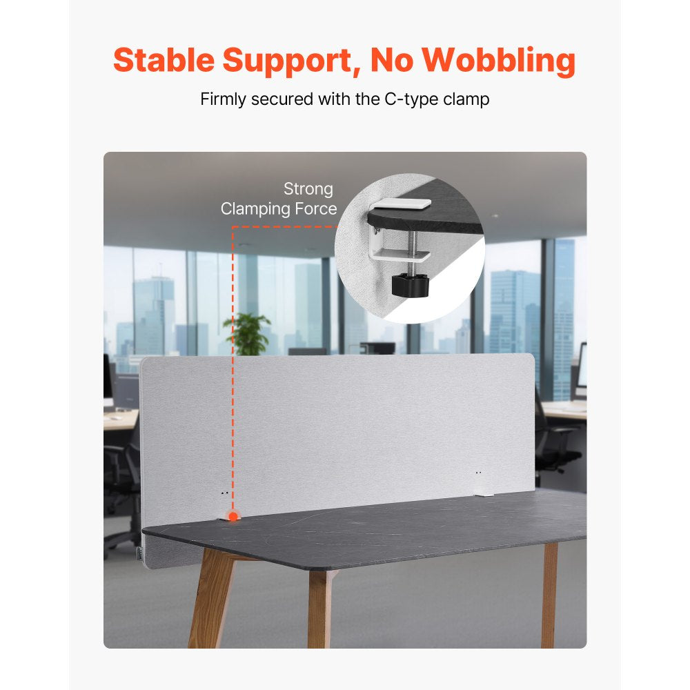 Desk Privacy Panel 1524 x 610 mm Clamp-on Office Cubicle Divider Partition