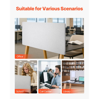 Desk Privacy Panel 1524 x 610 mm Clamp-on Office Cubicle Divider Partition