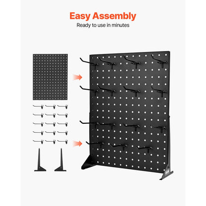 VEVOR Pegboard Display Stand with 15 Hooks Pegboard Panels Display Black (1 PCS)