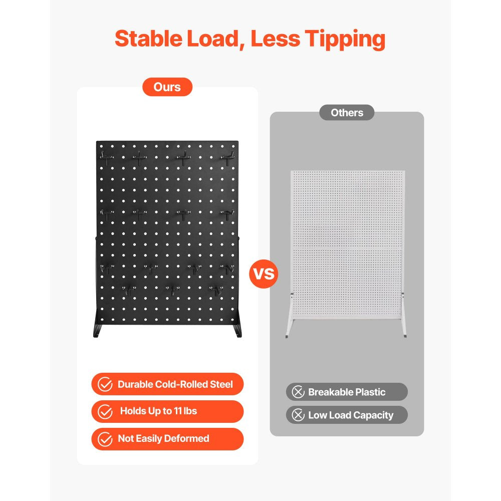 VEVOR Pegboard Display Stand with 30 Hooks Pegboard Panels Display Black (2 PCS)