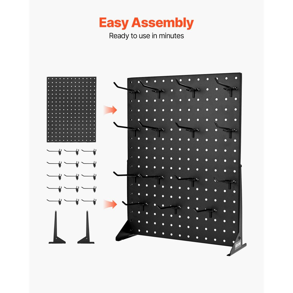 VEVOR Pegboard Display Stand with 30 Hooks Pegboard Panels Display Black (2 PCS)