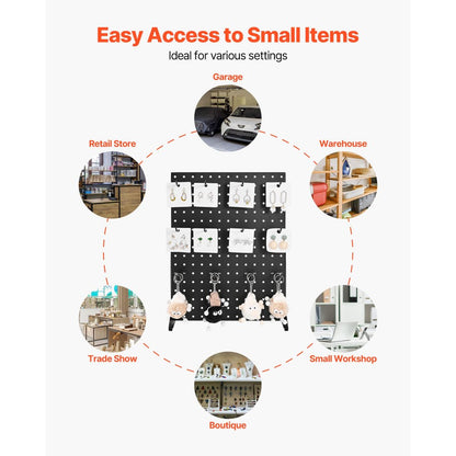 VEVOR Pegboard Display Stand with 30 Hooks Pegboard Panels Display Black (2 PCS)