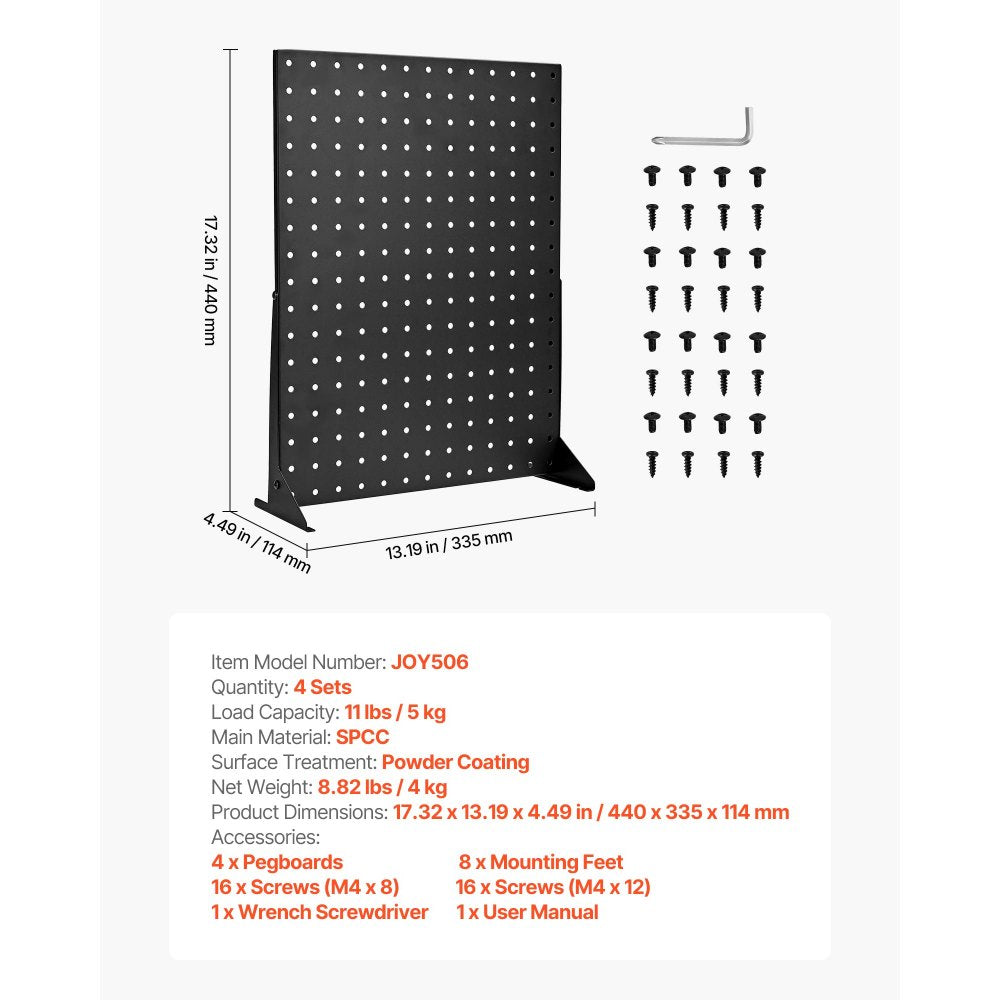 VEVOR Pegboard Display Stand Tabletop Pegboard Panels Display Black (4 PCS)