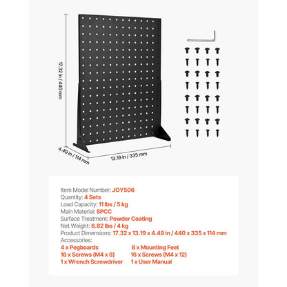 VEVOR Pegboard Display Stand Tabletop Pegboard Panels Display Black (4 PCS)