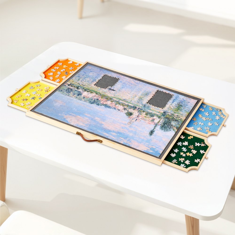 VEVOR 1000 Piece Puzzle Board with Drawer Cover Portable Wooden Jigsaw 73x53cm
