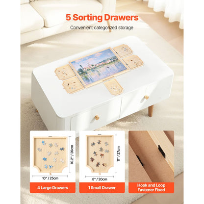 VEVOR 1000 Piece Puzzle Board with Drawer Cover Portable Wooden Jigsaw 74x53cm