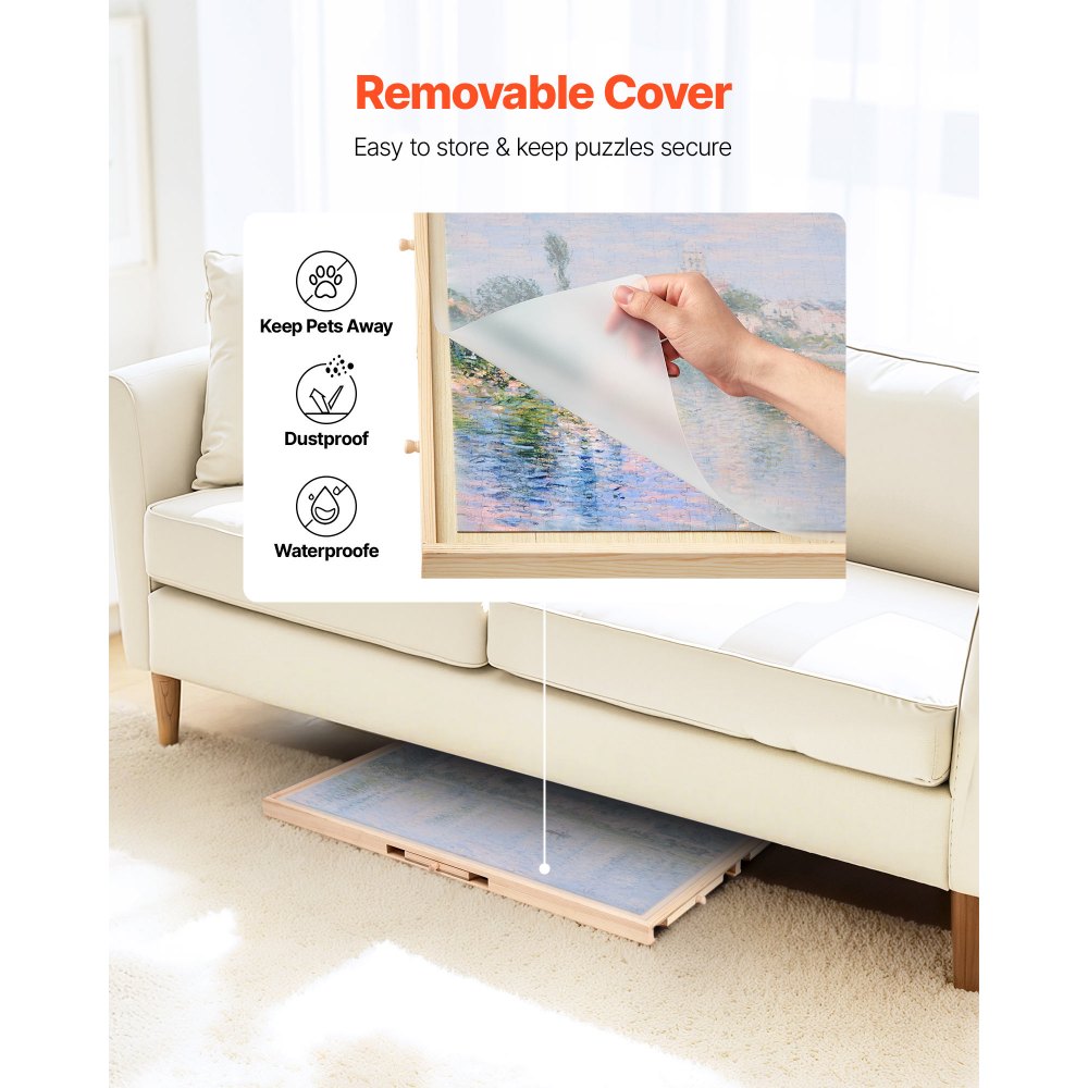 VEVOR 1000 Piece Puzzle Board with Drawer Cover Portable Wooden Jigsaw 74x53cm