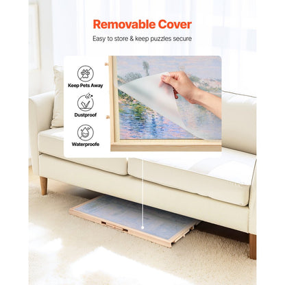 VEVOR 1000 Piece Puzzle Board with Drawer Cover Portable Wooden Jigsaw 74x53cm