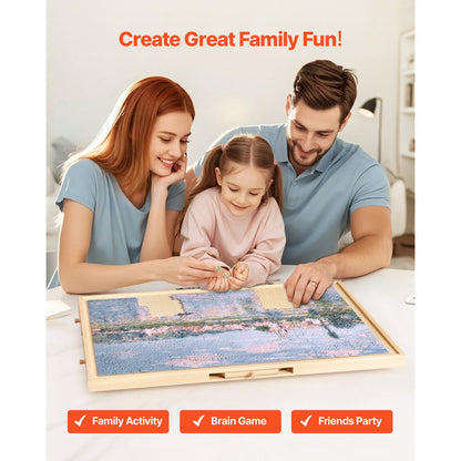 VEVOR 1000 Piece Puzzle Board with Drawer Cover Portable Wooden Jigsaw 74x53cm