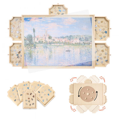 VEVOR 1000 Piece Puzzle Board with Drawer Cover Portable Wooden Jigsaw 74x53cm
