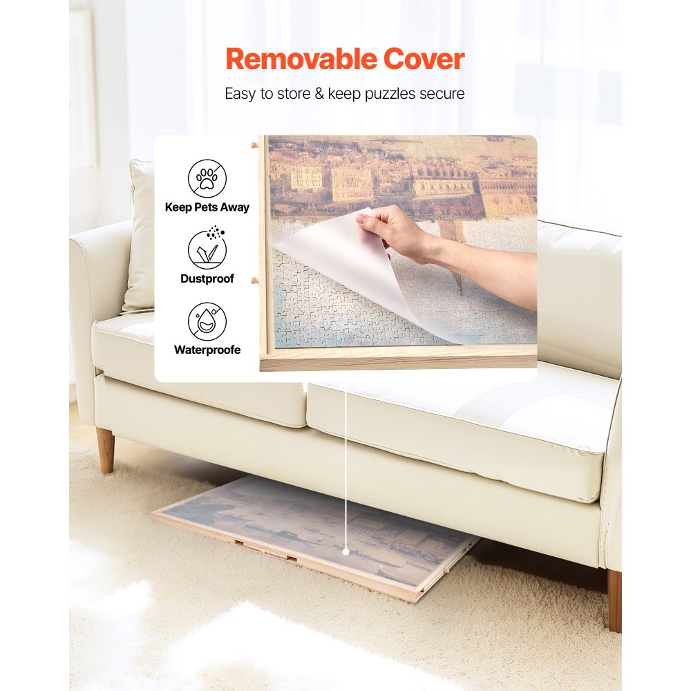 VEVOR 2000 Piece Puzzle Board with Drawer Cover Portable Wooden Jigsaw 102x74cm