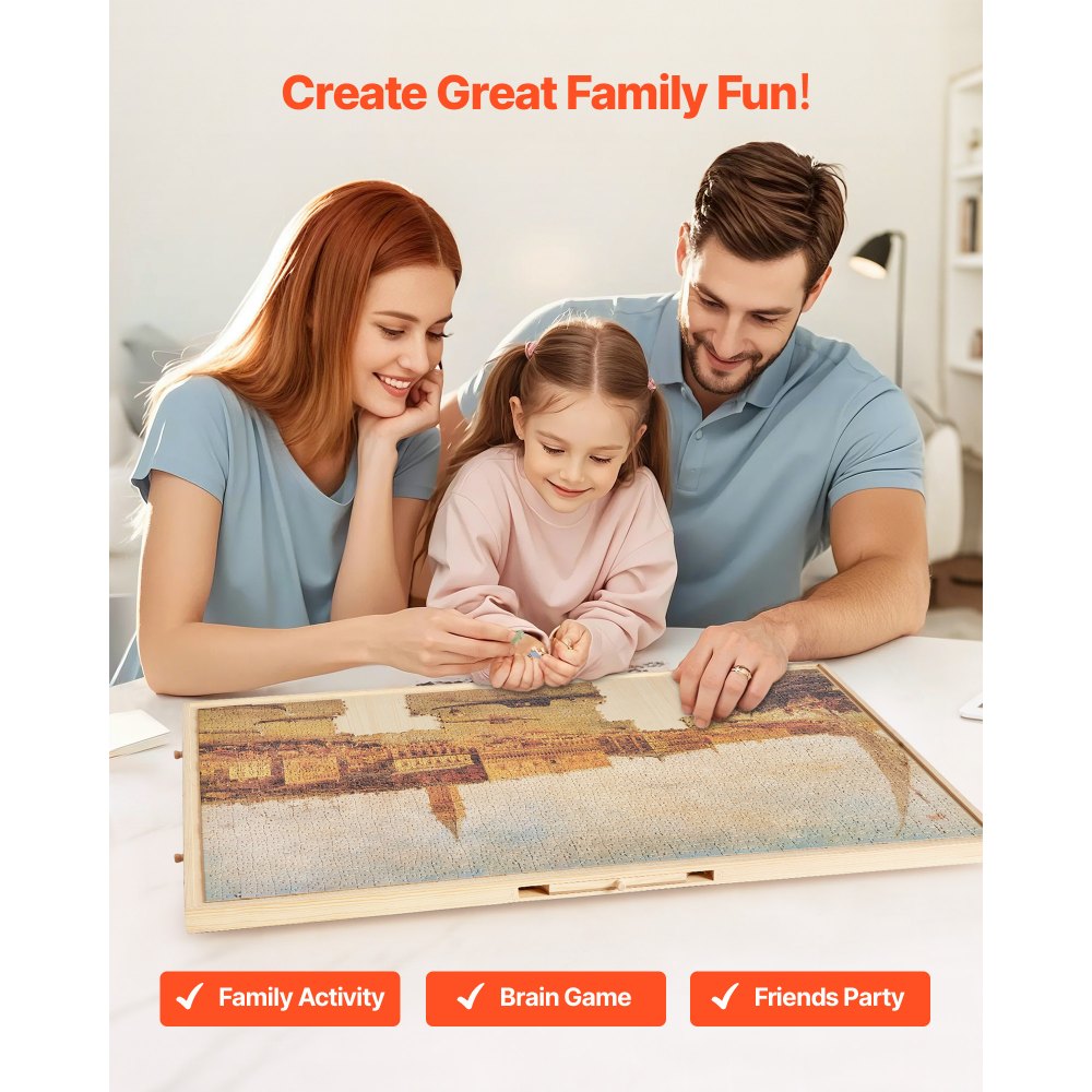 VEVOR 2000 Piece Puzzle Board with Drawer Cover Portable Wooden Jigsaw 102x74cm