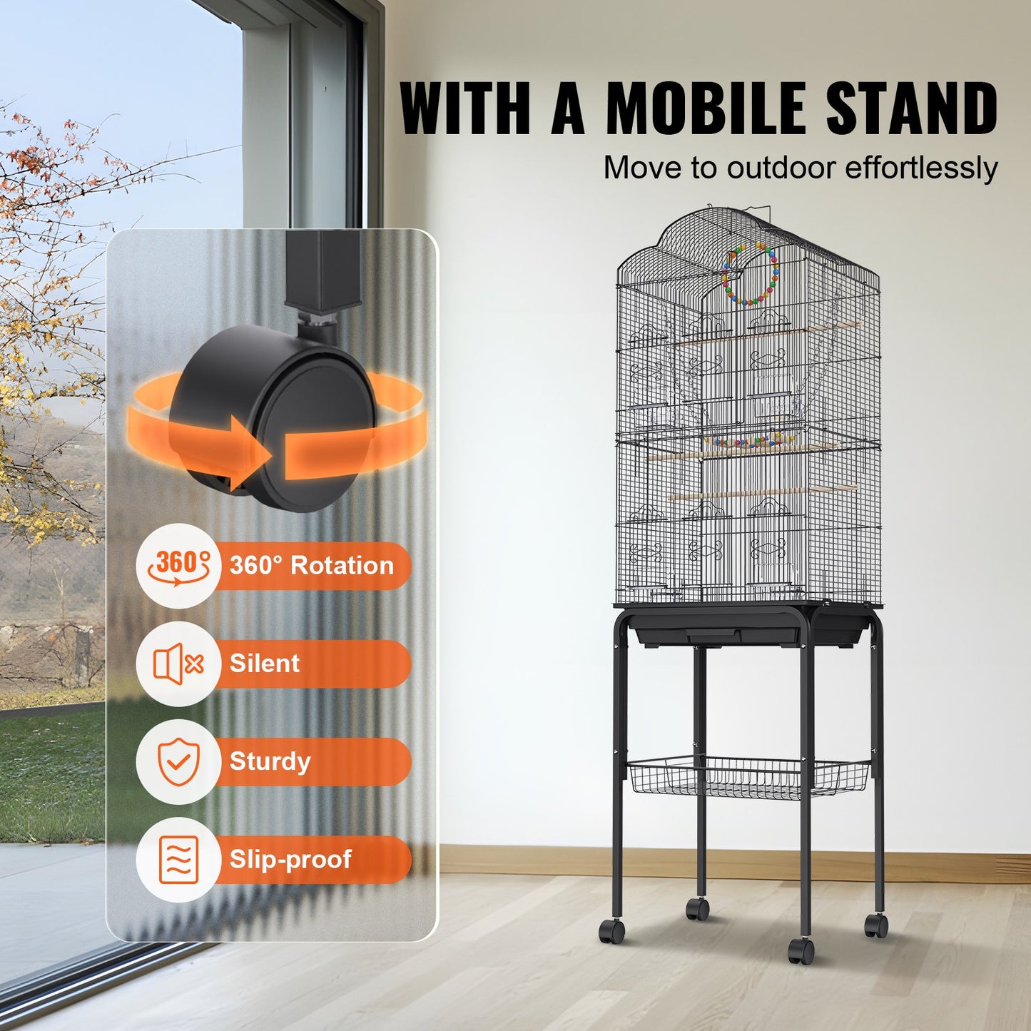 VEVOR 60 inch Flight Bird Cage Metal Large Parakeet Cages for Cockatiels Parrot