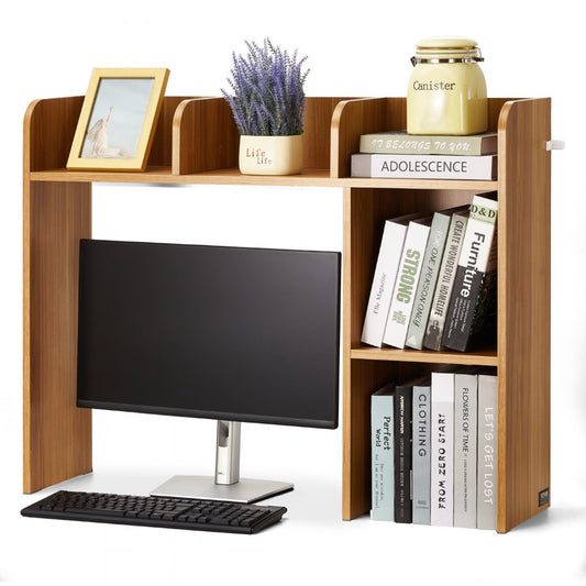 VEVOR Desktop Bookshelf Wood Desktop Storage Organizer 2-Tier for Office & Home