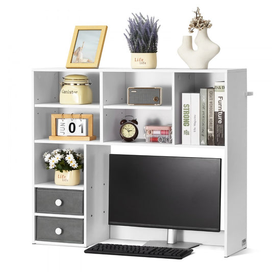 VEVOR Desktop Bookshelf White Desktop Storage Organizer 3-Tier for Office & Home