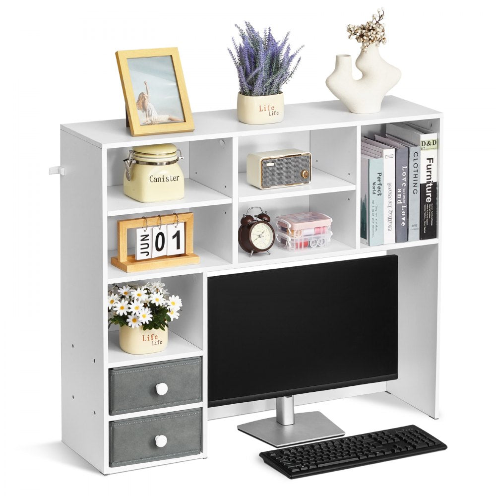 VEVOR Desktop Bookshelf White Desktop Storage Organizer 3-Tier for Office & Home