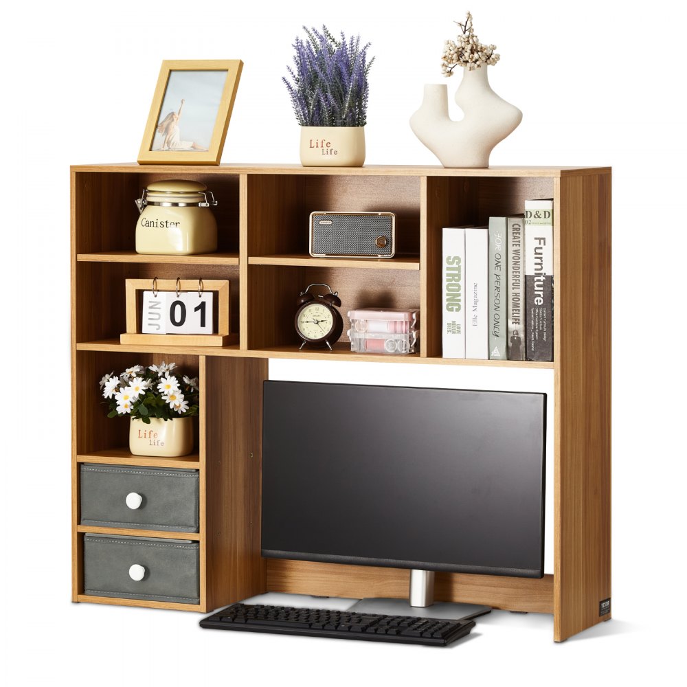 VEVOR Desktop Bookshelf Wood Desktop Storage Organizer 3-Tier for Office & Home