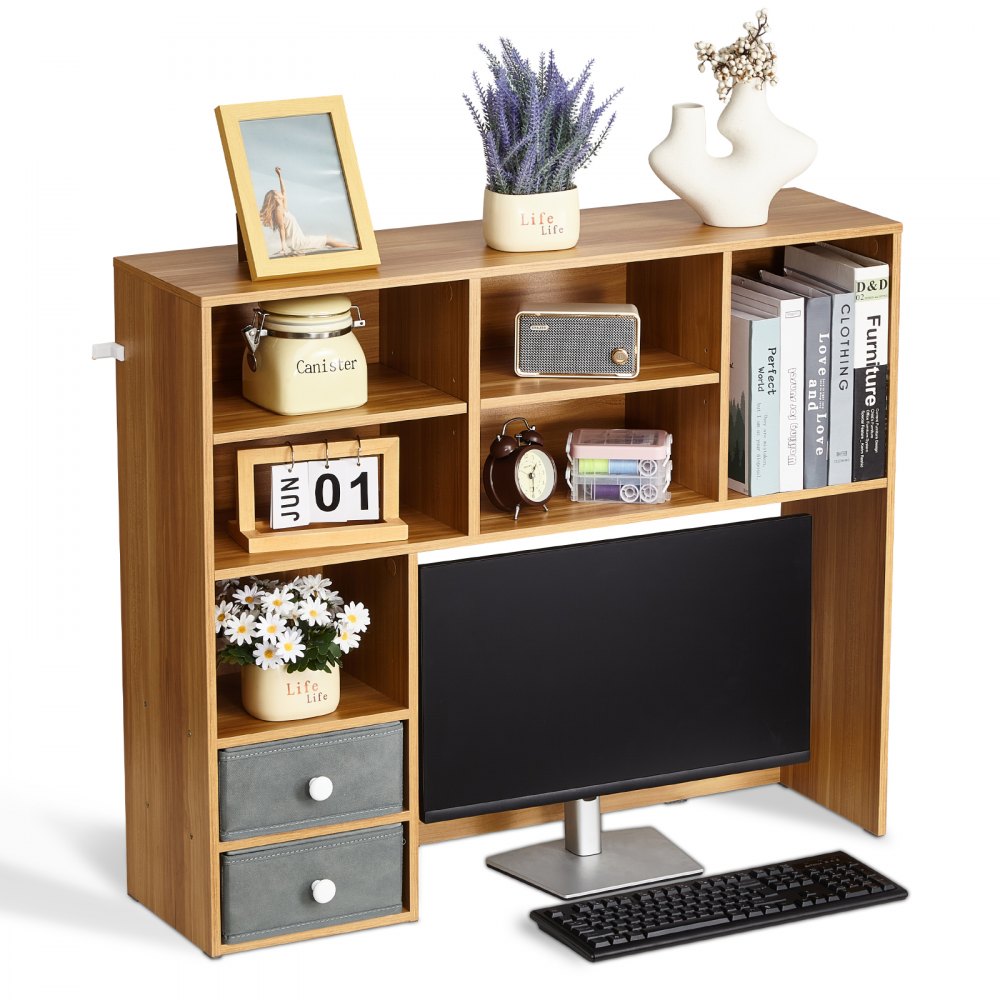 VEVOR Desktop Bookshelf Wood Desktop Storage Organizer 3-Tier for Office & Home