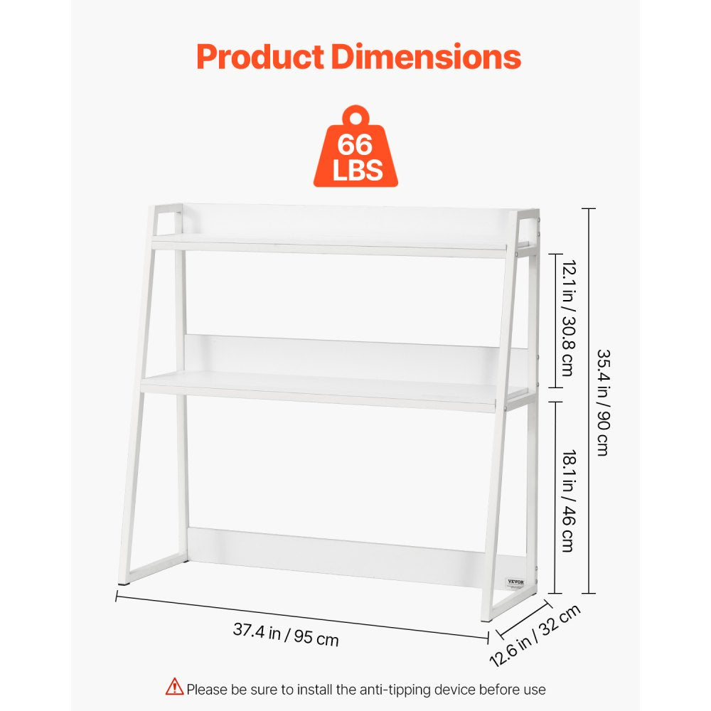 VEVOR Desktop Bookshelf Desktop Storage Organizer 2-Tier for Office & Home White