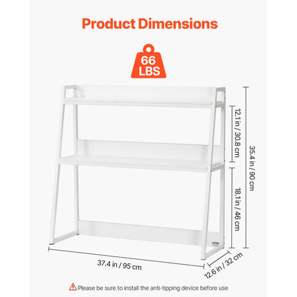 VEVOR Desktop Bookshelf Desktop Storage Organizer 2-Tier for Office & Home White