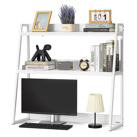 VEVOR Desktop Bookshelf Desktop Storage Organizer 2-Tier for Office & Home White