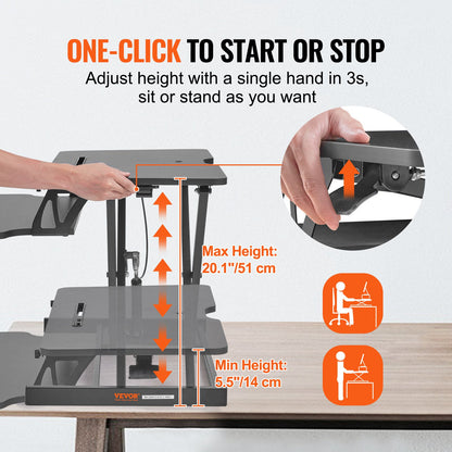 VEVOR Standing Desk Converter, Two-Tier Stand up Desk Riser, 800 mm Large Sit to
