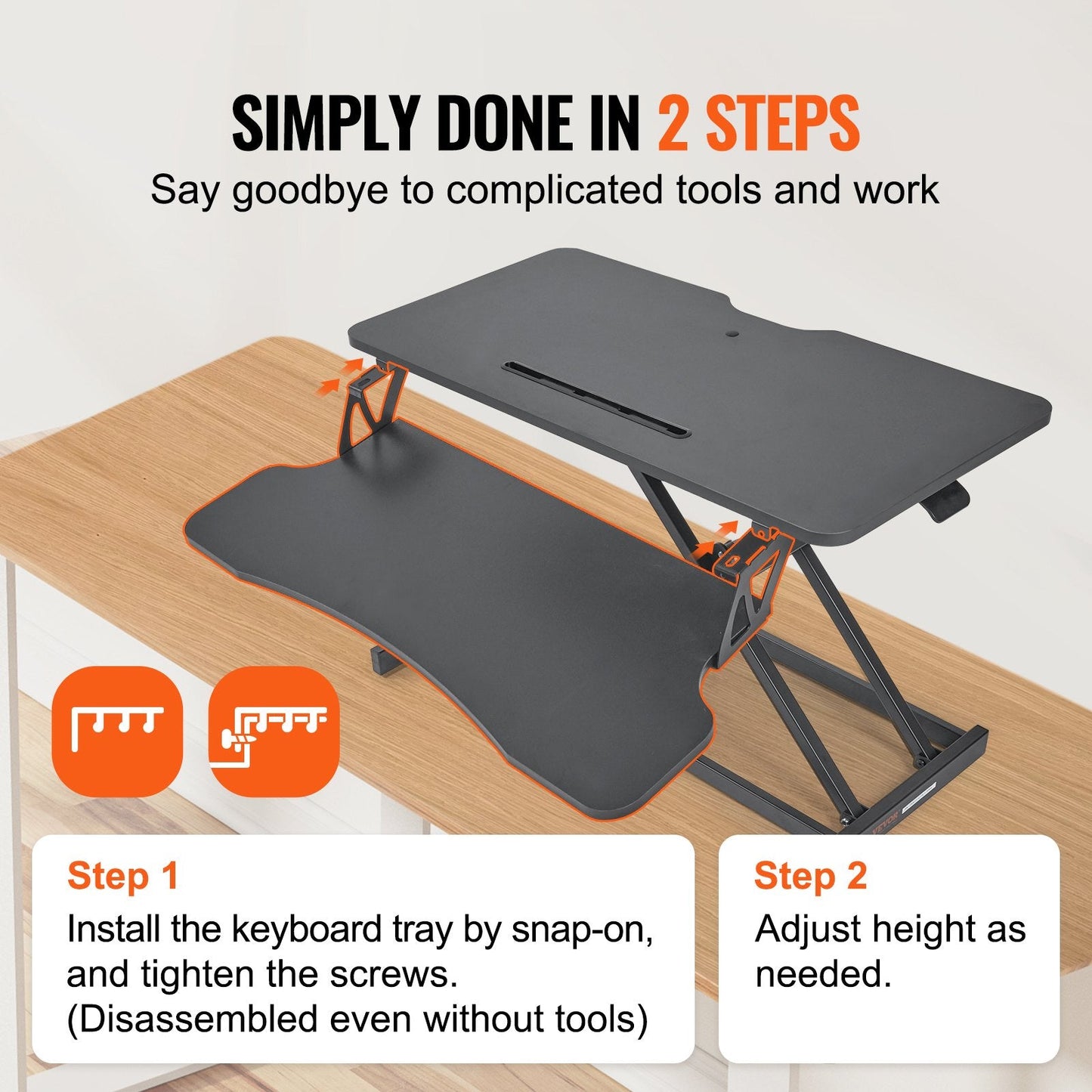 Adjustable Two-Tier Standing Desk Converter for Home Office, 800mm to 510mm