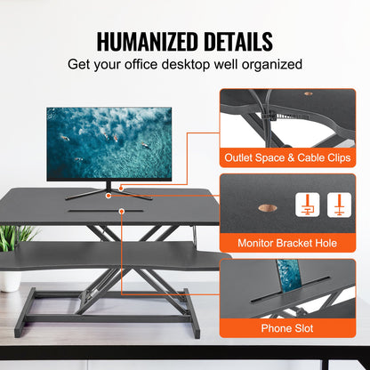 VEVOR Standing Desk Converter, Two-Tier Stand up Desk Riser, 915 mm Large Sit to