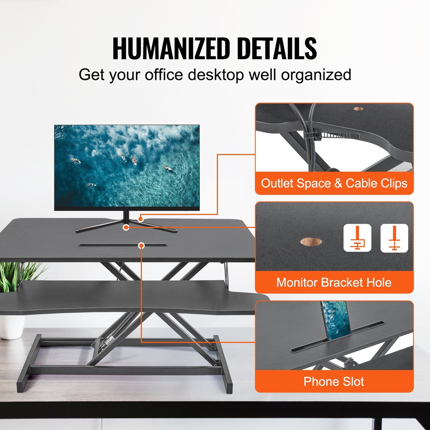 Adjustable Two-Tier Desk Riser, 915 mm Sit to Stand Workstation for Home Office