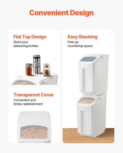 VEVOR 4.5Gal/20L Large Ingredient Storage Container Airtight Kitchen Flour Bin