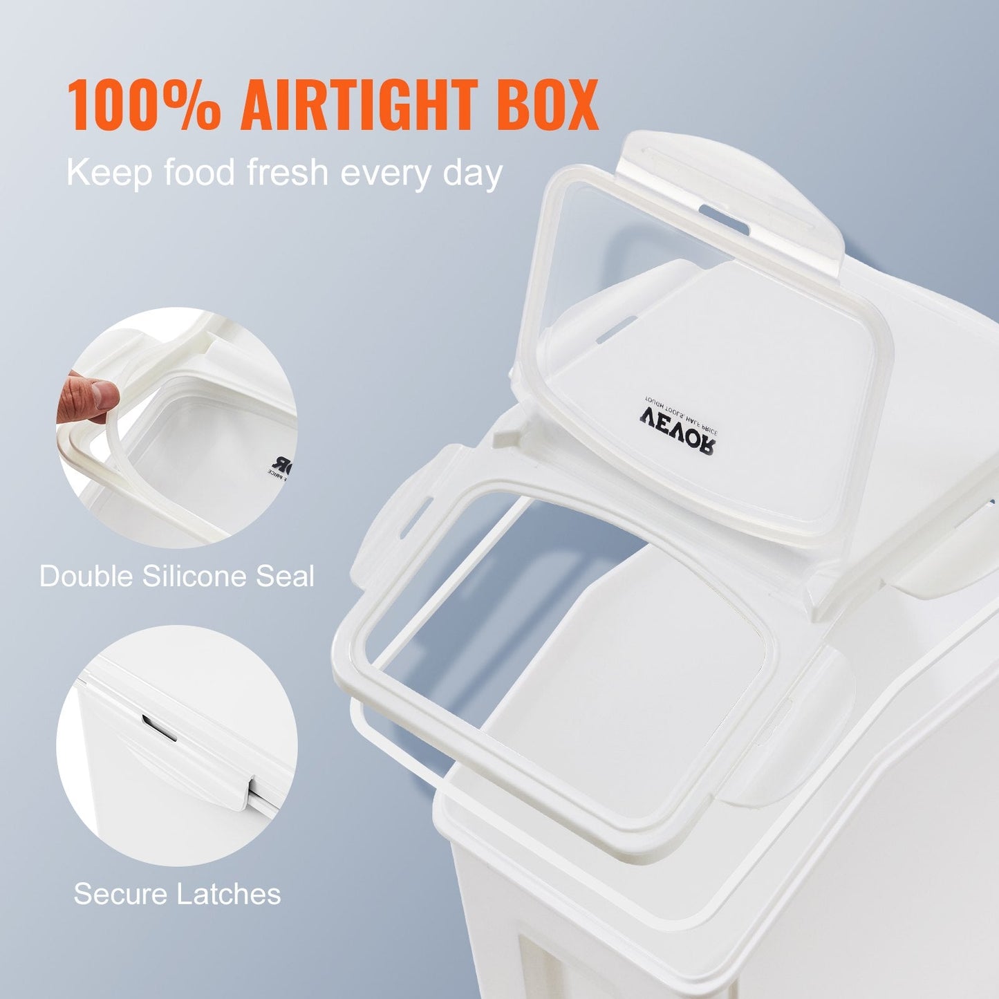 Dual 15L Ingredient Dispenser with Measuring Cups and Rollers, Airtight Lid