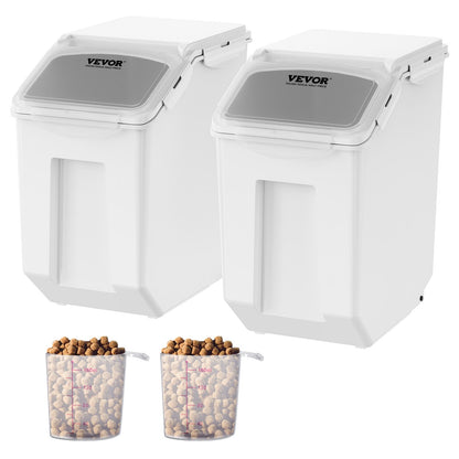 VEVOR Ingredient Storage Bin, 2 x 15L Dispenser Bin with 2 Measuring Cups, Attachable