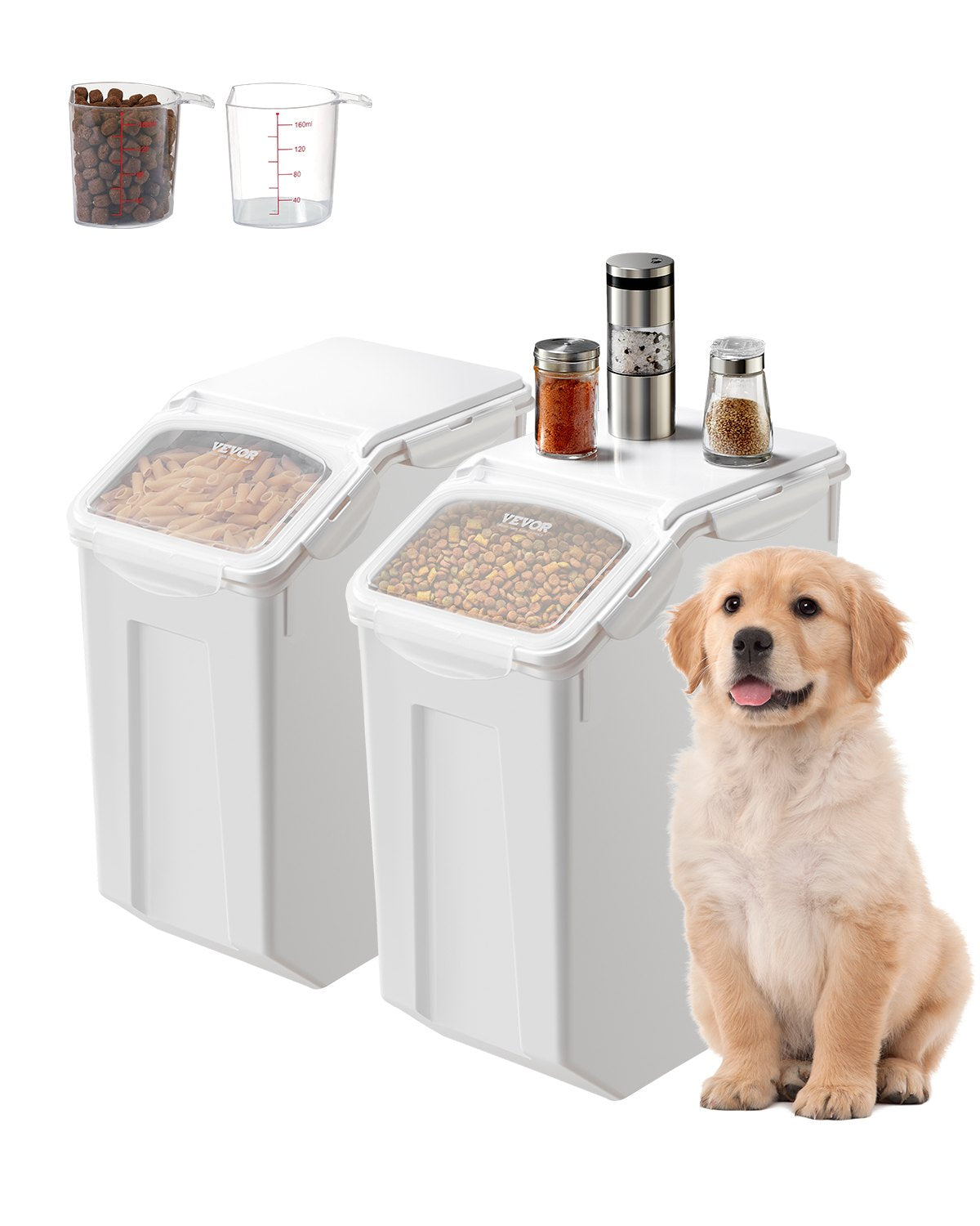 VEVOR 4.5Gal/20Lx2 Large Ingredient Storage Container Airtight Kitchen Flour Bin