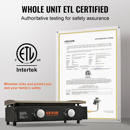Commercial Gas Griddle with H-shaped Burner, 13 kg, for Restaurants
