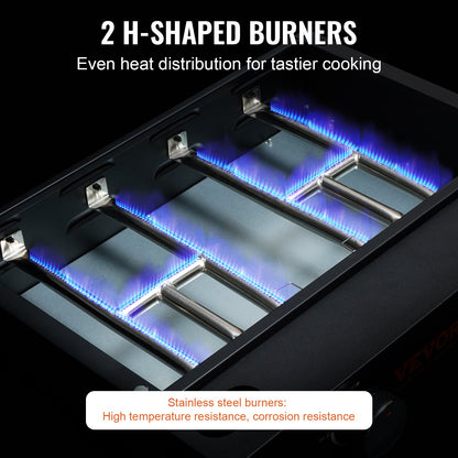 VEVOR Countertop Commercial Gas Griddle Flat Top Grill Hot Plate Restaurant