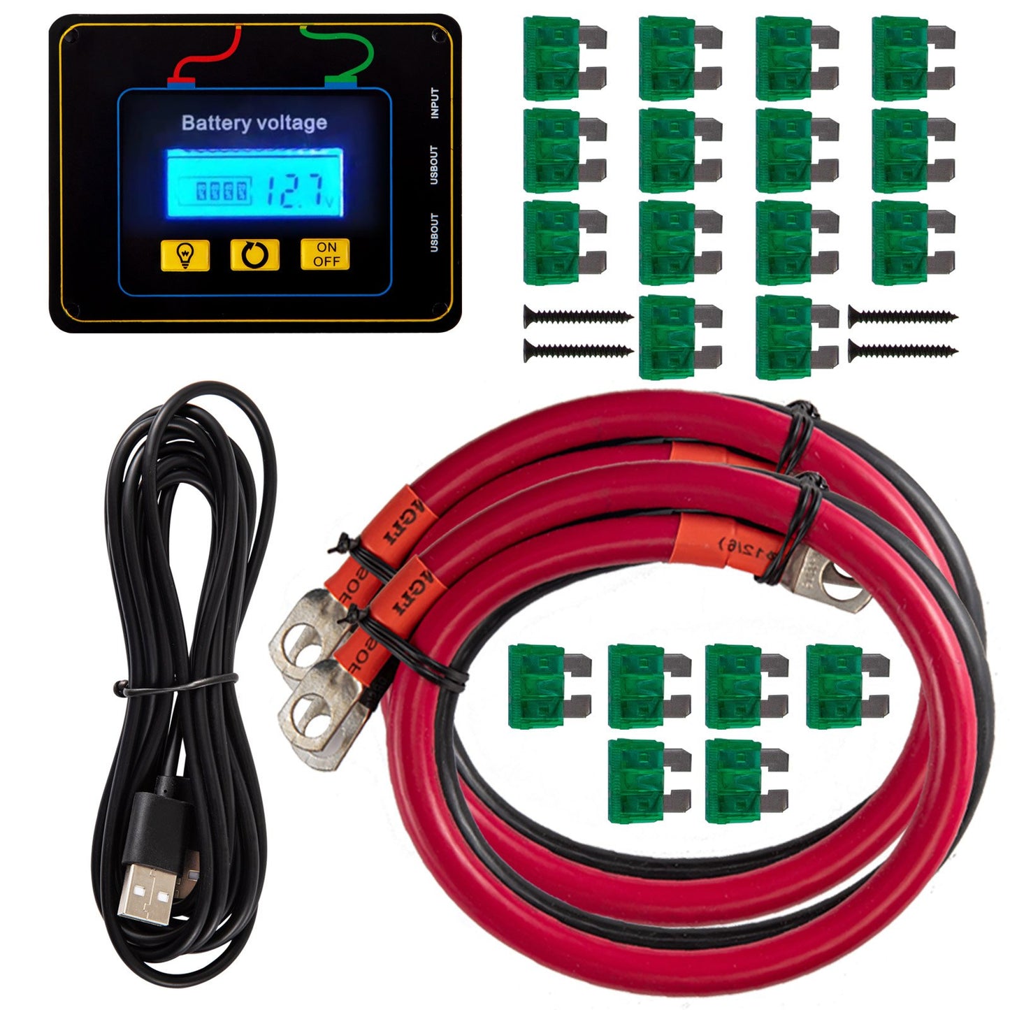 Energy Converter, 5000W Modified Wave Transformer, 12V DC to 110V AC Vehicle Adapter, featuring LCD Screen, Remote Control, LED Light, and GFCI Sockets for RVs, Trucks, Boats, and Outdoor Adv