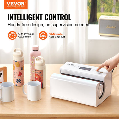 Automatic Tumbler Heat Press for Mugs 0.32-0.89L, White, 0.25m Max Height