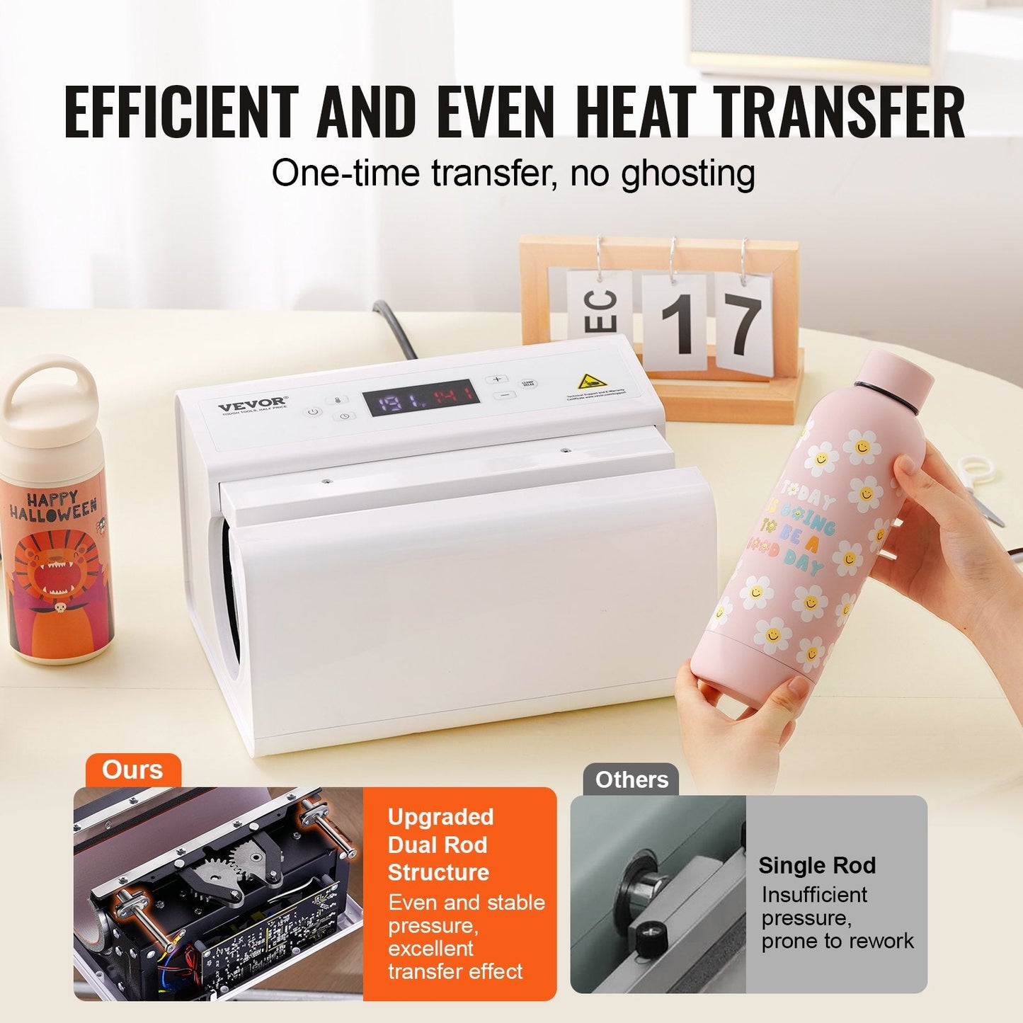Automatic Tumbler Heat Press for Mugs 0.32-0.89L, White, 0.25m Max Height