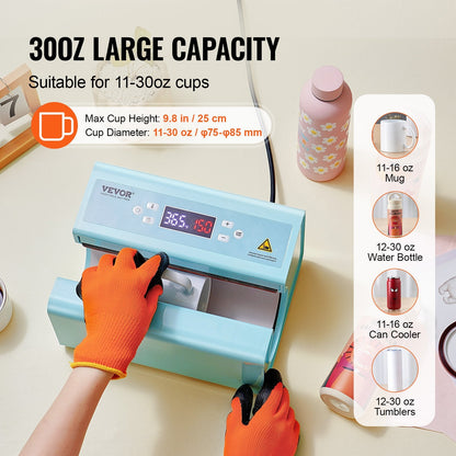 Auto Tumbler Heat Press Machine for 0.325-0.887 L Mugs, Blue, 0.075-0.085 m Diameter