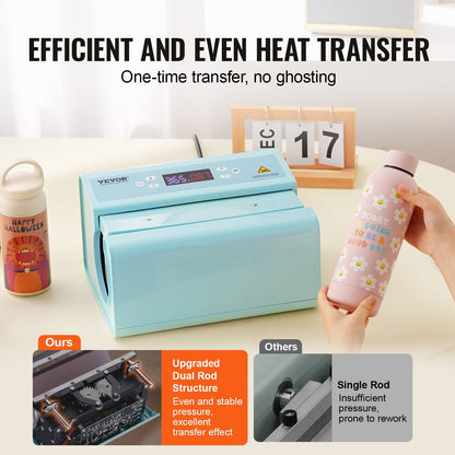 Auto Tumbler Heat Press Machine for 0.325-0.887 L Mugs, Blue, 0.075-0.085 m Diameter